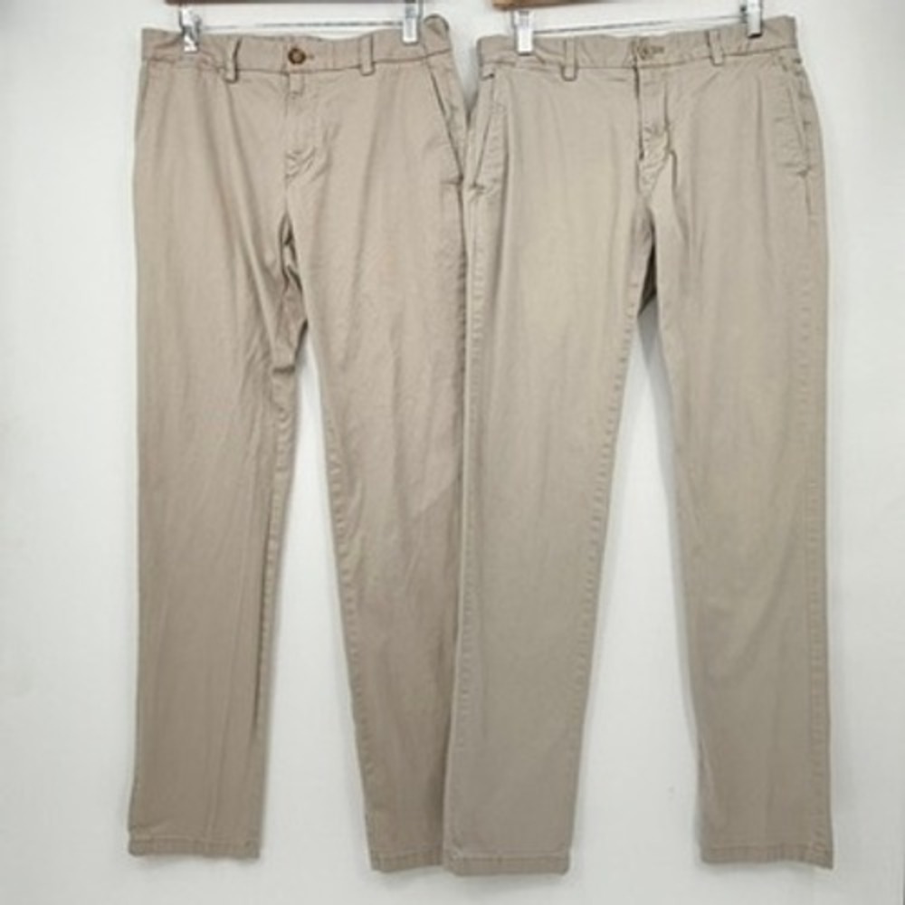 Vineyard Vines Chino Pants Men 32x34 Khaki Breaker Slim Fit Stretch Preppy 2 Prs